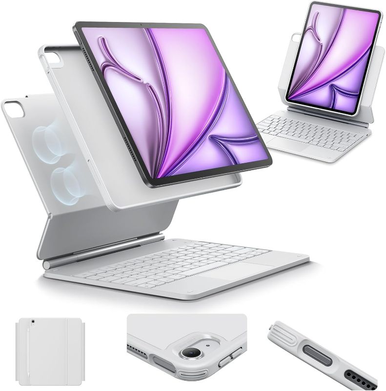 Photo 1 of ESR Rebound Magnetic Keyboard Case 360, Compatible with iPad Air 12.9, US Layout, White