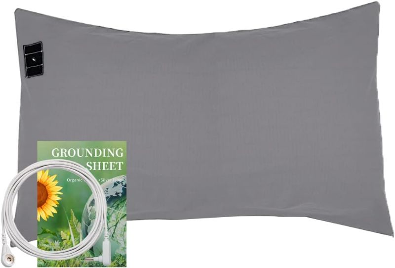 Photo 1 of Grounding Pillowcase Queen,15 Ft Grounding Cord,Pillow Case for Better Sleep,Nature Health, 20x30in (Gray)