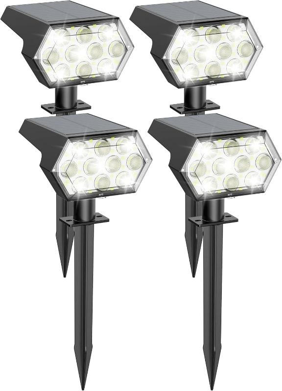 Photo 1 of Kaxiida Solar Spot Lights Outdoor Waterproof IP68, 3 Modes & 25% Larger Panel 92 LED Solar Landscape Lights for Yard Pathway Patio Garden Decor (Cold White,4 Pack)