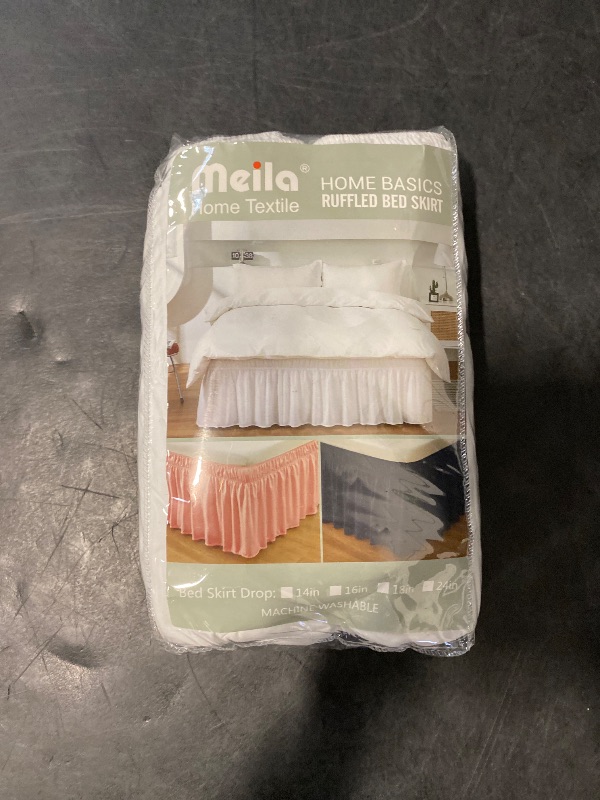 Photo 1 of RIMELA White Bed Skirt Queen Size 15 Inch Drop, Elastic Bed Skirting for Bed Base and Frame, Bedding Dust Ruffle Easy to Install, Lightweight Wrap Around Adjustable Bedskirt