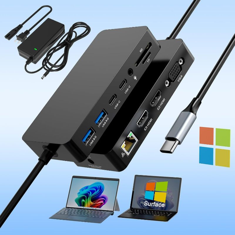 Photo 1 of Microsoft Surface Thunderbolt 4 Dock with 100W Power Supply - 12 in 1 Surface Pro Docking Station with Dual HDMI+VGA for Surface Pro 11/10/9/8/X/7+,Surface Laptop, Surface Go - 2 Year Warranty