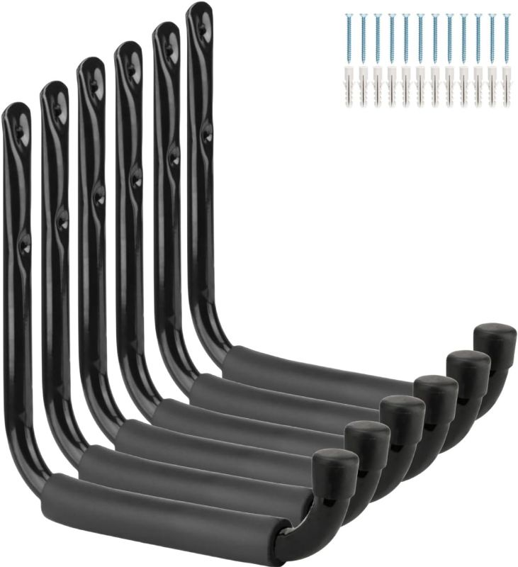 Photo 1 of Heavy Duty Steel Garage Storage Hooks, 9.5Inches Jumbo Arm Ladders Utility Rack, Wall Mounted Hanger Organizer for Tools, Bikes, Jeep Door