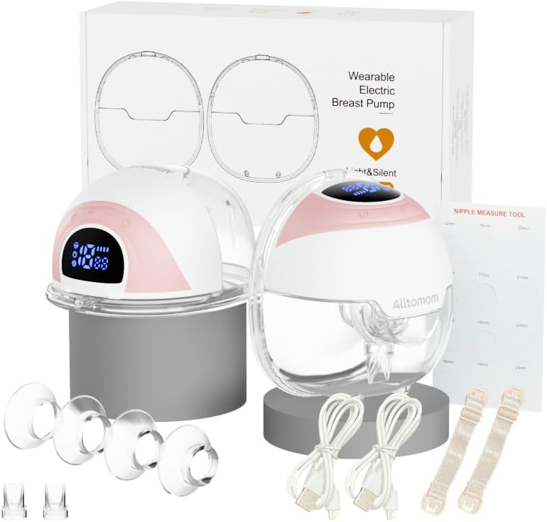 Photo 1 of Breast Pump Hands Free Wearable Breastfeeding Pump with Adjustable Suction Electric Portable Wireless Breast Pump of Baby Mouth Double-Sealed Flange with 3 Modes & 9 Levels 24mm, 2 Pack