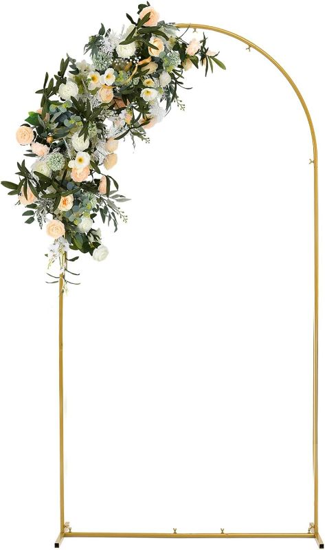 Photo 1 of Vincidern 7.6 FT Wedding Arch Backdrop Stand for Parties, Balloon Arch Stand, Wedding Arches for Ceremony, Metal Arch Backdrop Stand for Bridal Baby Showers, Birthday Party Decoration Door Frame Gold