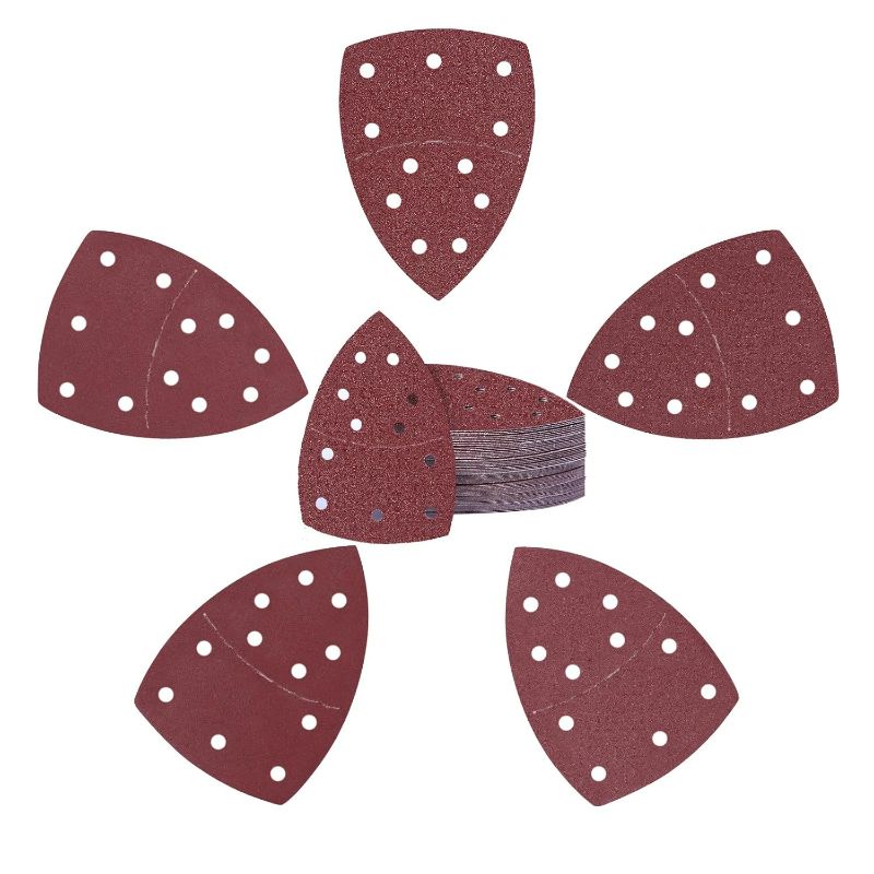 Photo 1 of 50PCS Mouse Detail Sander Sandpaper Hook and Loop 11-Holes Triangular Sanding Sheets for Mouse Sanders - Mixed Grits Coarse to Fine, Abrasive Sanding Pads for Precision Sanding 40/80/120/180/240 Grits