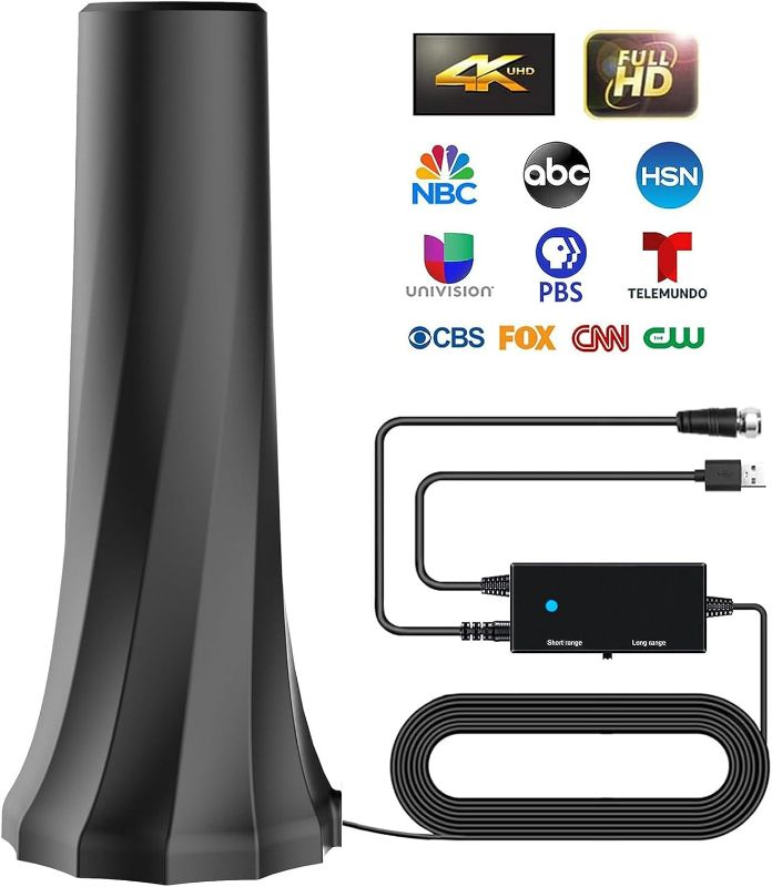 Photo 1 of 2024 Upgraded Indoor TV Antenna - 880+ Miles Range, Supports 4K 8K 1080p Fire Stick TVs - Receive All Local Channels - 20ft Coaxial Cable