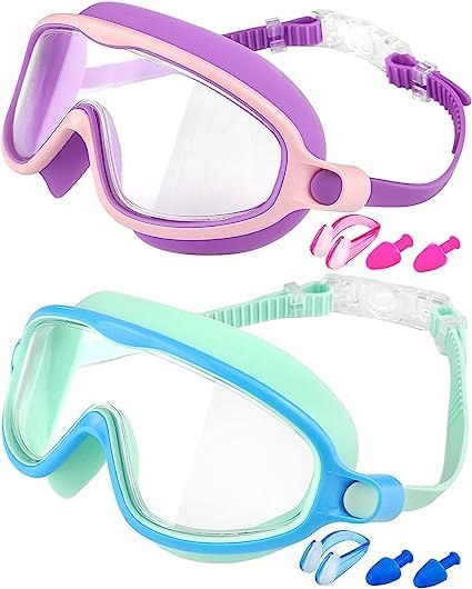 Photo 1 of Rantizon Swim Goggles 2 Pack, Wide View Anti Fog&UV Swimming Goggles for Audlt, No Leaking Swim Glasses for Men Women Kids