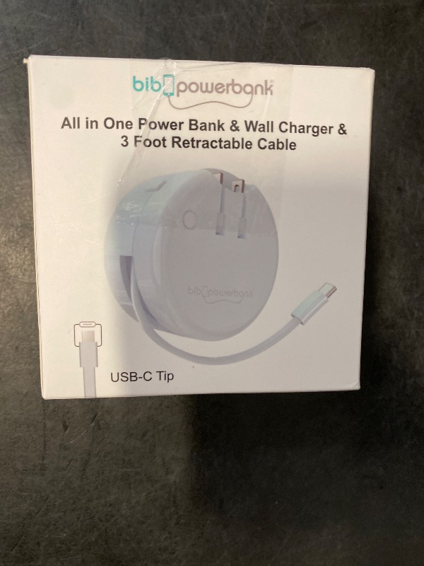 Photo 1 of Retractable USB-C Cable, Portable Wall Charger, and Fast Charge Power Bank - All in One for iPhone 15, iPhone 16, OnePlus, Samsung, Google, Sony, LG