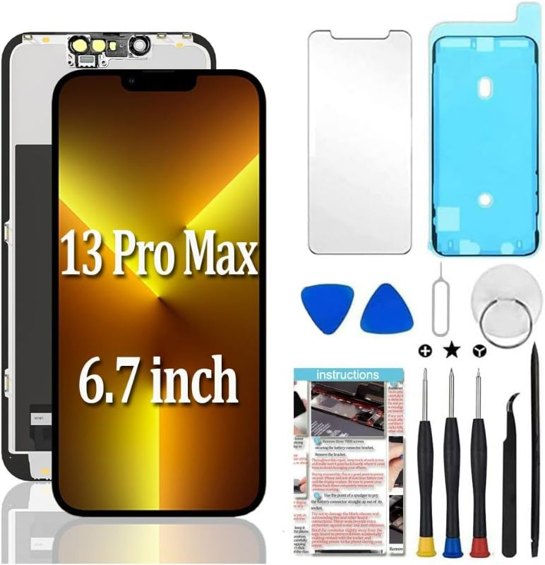 Photo 1 of for iPhone 13 Pro Max Screen Replacement 6.7 inch, 3D Touch LCD Display Digitizer Assembly with Repair Tools (Model A2484, A2641, A2643, A2644, A2645)