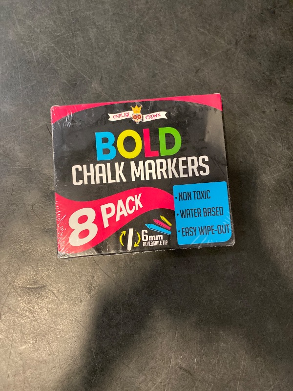 Photo 1 of Liquid Chalk Markers for Blackboards - Bold Color Dry Erase Marker - Chalk Markers for Chalkboard Signs, Windows, Blackboard, Glass - 6mm Reversible Tip (8 Pack) - 24 Chalkboard Labels Included