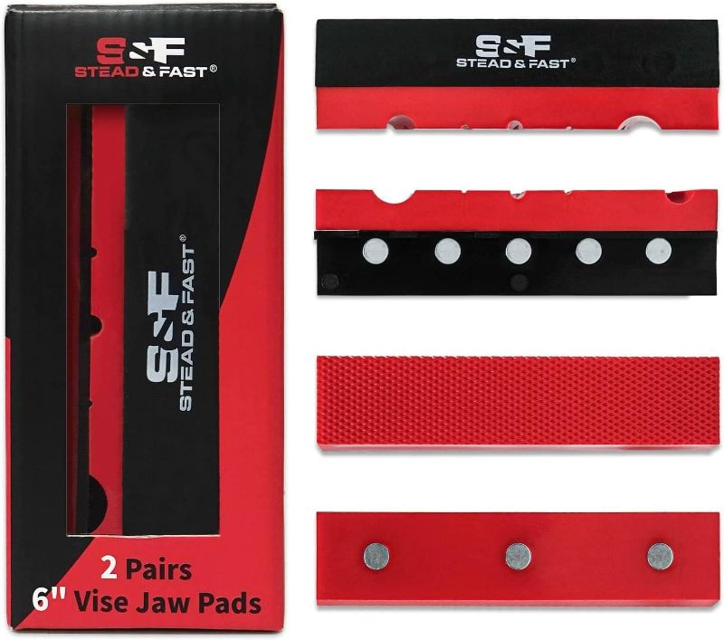 Photo 1 of S&F STEAD & FAST 6" Soft Jaws for Bench Vise, 2-Pair Vise Jaw Pads, Strongly Magnetic Vice Pads for Clamping Woodworking Metal Plastic…