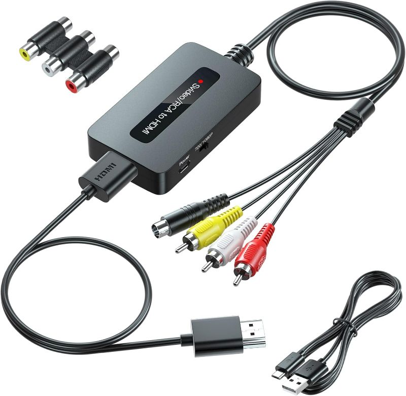 Photo 1 of RCA Svideo to HDMI Converter with HD Cable(RCA and Svideo Integrated), CVBS Composite AV to HDMI Converter