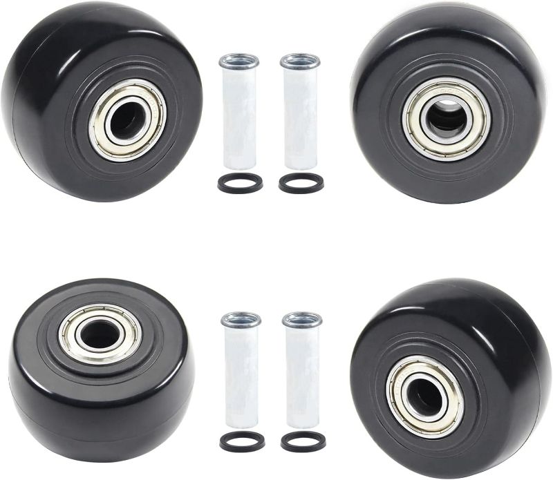 Photo 1 of 2.5" x 1.25" 4Pcs Push Cart Wheels 2.5 Inch PU Caster Wheels Just Wheel, 3/8" axle Small Plate Casters, Roller Wheel with Bearing Replacement Wheels for Laundry Cart Cargo Elevator Hand Truck