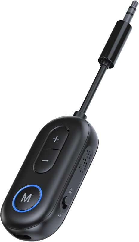 Photo 1 of Airplane Bluetooth Adapter for Headphones, Bluetooth Transmitter for TV to Headphones, 3.5mm Car Adapter for Handsfree Call Music, Audio Receiver for Home Speaker, KAIY Wireless Transmitter Receiver
