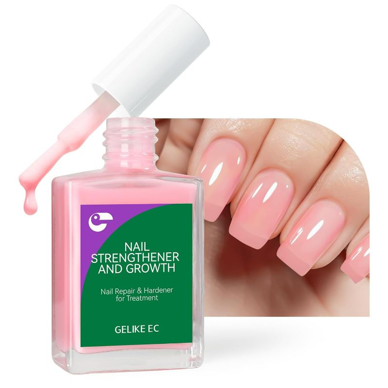 Photo 1 of Nail Repair Protein for Thin Nails: Gelike EC 6 in 1 Natural Nail Strengthener Hardener Extra Strong and Growth - Long Lasting Polish and Fast Dry for Damaged Weak Splitting Treatment?(Pink 15ml)