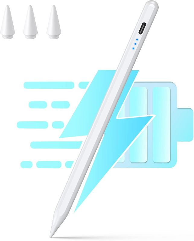 Photo 1 of JAMJAKE Stylus Pen for iPad 2018-2025, 10 Mins Fast Charge with Tilt Sensitivity & Palm Rejection, Compatible with Apple iPad 6-11 Gen, iPad Air 3/4/5/M2/M3, iPad mini 5/6, iPad Pro 11"/12.9"/M4