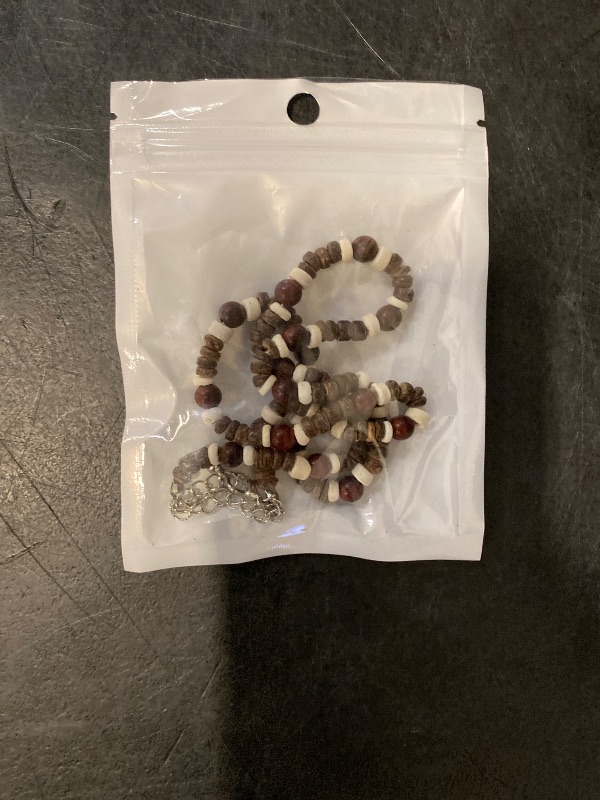 Photo 1 of Puka Shell Necklace Men's Beach Necklace Hawaiian Beaded Coconut Conch Seashell Wood Heishi