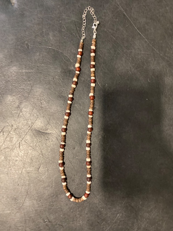 Photo 1 of Puka Shell Necklace Men's Beach Necklace Hawaiian Beaded Coconut Conch Seashell Wood Heishi