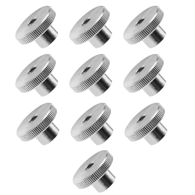 Photo 1 of SING F LTD M4 DIN466 Knurled Thumb Nuts Female Thread 304 Stainless Steel Silver Round Hand Grip Knob Locking Nuts Pack of 10