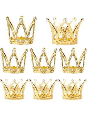 Photo 1 of 8 Pieces Crown Cake Topper Baby Crown Queen Crown Princess Headpiece Mini Cake Decoration for Women Lady Girl Wedding Royal Themed Baby Shower Decor Birthday Party