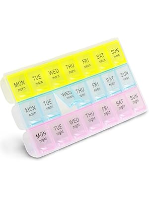 Photo 1 of FMP Brands 1 Pack Pill Organizer 3 Times a Day, Weekly Medicine Organizer Pill Boxes, 7 Day Large Pill Holder Organizer Sorter Container Case, Morning Noon Night Pill 3 Times a Day Travel Pill Box