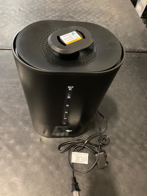 Photo 1 of 6L Humidifiers for Bedroom Large Room Home, Cool and Warm Humidifier for Plants Mist Top Fill Desk Humidifier Essential Oil Diffuser, Quiet Humidifiers with Adjustable Mist,360°Nozzle-Midnight Black