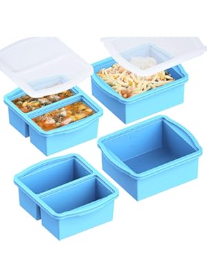 Photo 1 of Silicone Freezer Trays with Lids, Set of 4 - with 1cup and 2 cup Silicone Freezer Molds for freezing soups, sauces and individual microwave safe