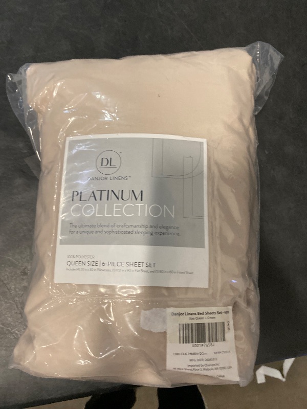 Photo 1 of Danjor Linens Bed Sheet Set Queen Size for Hot Sleepers, Hotel Premium Sheets with 4 Pillowcases, Lightweight Brushed Microfiber Deep Pockets, Breathable Cooling 6 Piece Bedding Sets, Cream