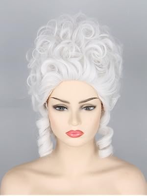 Photo 1 of Topcosplay Halloween Costume Party Wigs for Women Girls White Powdered Wig Short Beehive Wigs Renaissance Wig