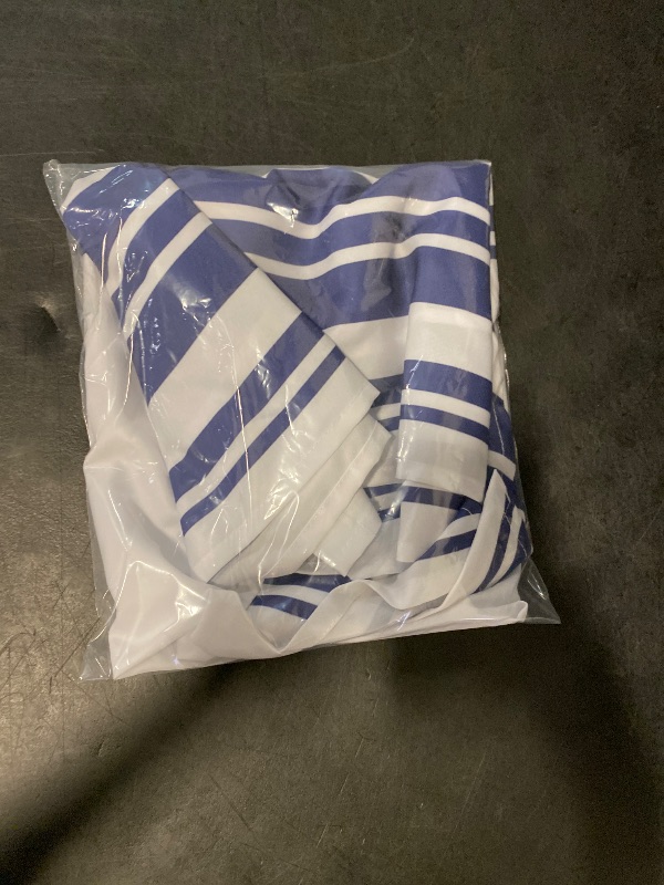 Photo 1 of Swag Curtains Navy Blue White Stripes Rod Pocket Kitchen Valance Curtain Panels for Small Window 36 inch Length, 2 Panels Living Room Curtain