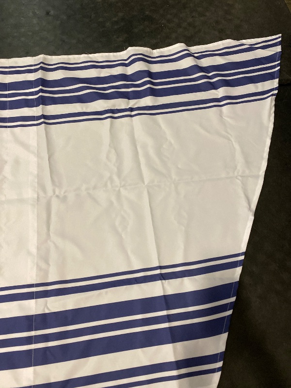 Photo 1 of Swag Curtains Navy Blue White Stripes Rod Pocket Kitchen Valance Curtain Panels for Small Window 36 inch Length, 2 Panels Living Room Curtain