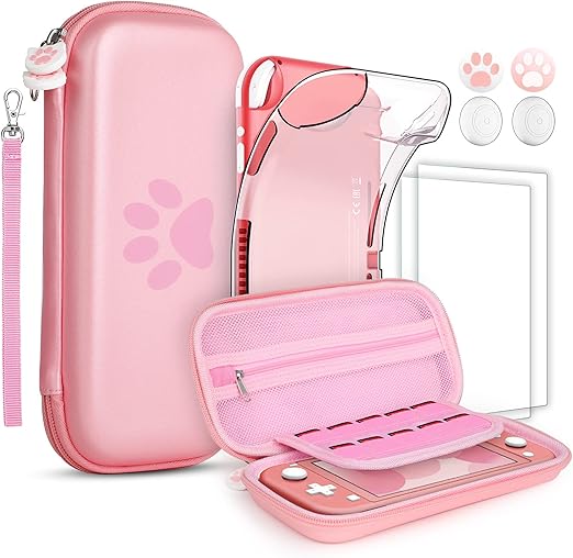 Photo 1 of GeeRic Case Compatible with Switch Lite 2019, Protective Cover + Transparent Shell + Screen Protector Compatible with Switch Lite + 4 Thumb Grip