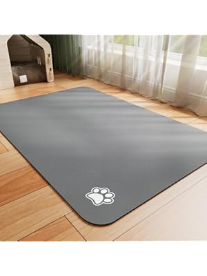Photo 1 of Pet Feeding Mat - Absorbent Dog Mat for Food and Water, No Stains Cat Bowl Mat, Easy to Clean Pet Placemats, Quick Dry Dog Water Dispenser Mat for Messy Drinkers | Paw Dark Grey 12"x 19"