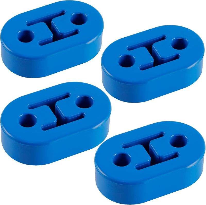 Photo 1 of SINGARO Rubber Exhaust Hanger, Muffler Exhaust System, Heavy Insulator Support Bushing Installation, 2 Holes 0.47 Inch, High-Density Tailpipe Damping Hanger (4PCS Blue)