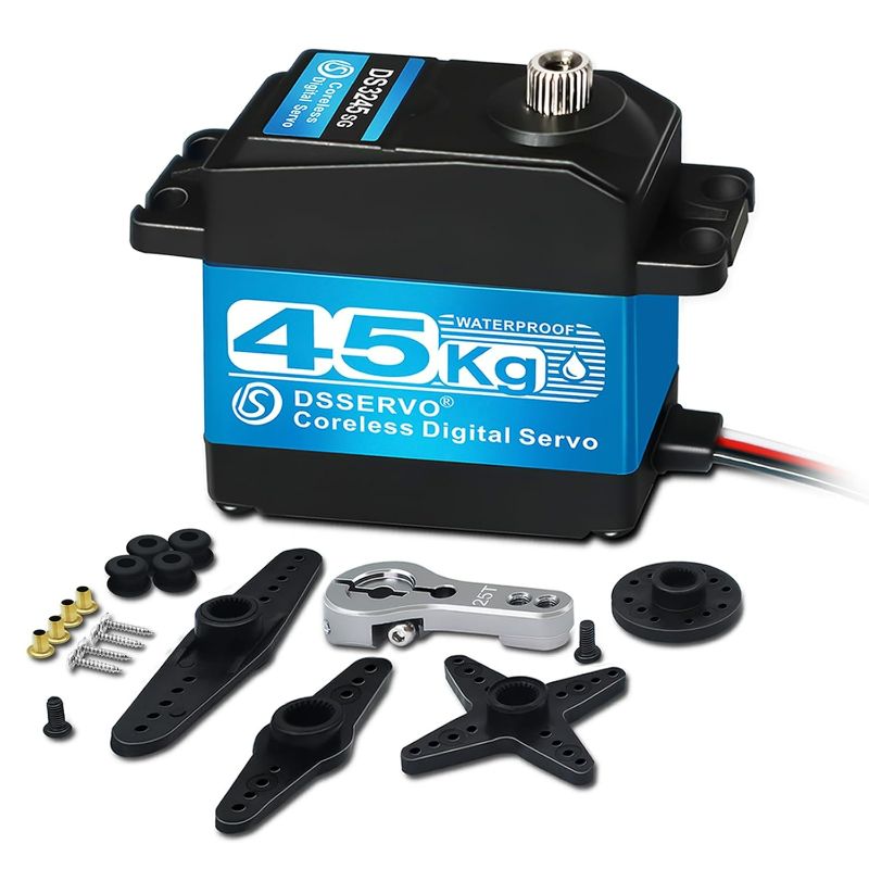 Photo 1 of 45KG High Torque Servo 8.4V Coreless RC Steering Servo Motors Stainless Steel Gear Low Profile Waterproof for 1/8 1/10 1/12 Scale Cars DIY Robotic - 270 Degree
