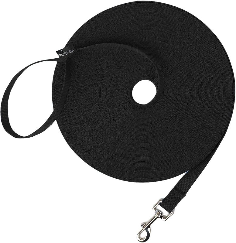 Photo 1 of Hi Kiss Dog/Puppy Obedience Recall Training Agility Lead - 15ft 20ft 30ft 50ft 100ft Training Leash - Great for Play, Camping, or Backyard - Black 30ft