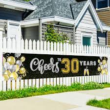 Photo 1 of Cheers to 30 Years Large Banner - 80th Birthday Sign Yard Backdrop Banner - 30th Wedding Anniversary Backdrop - Cheers & Beers Yard Banner - Anniversary Retirement Outdoor & Indoor Party Decor