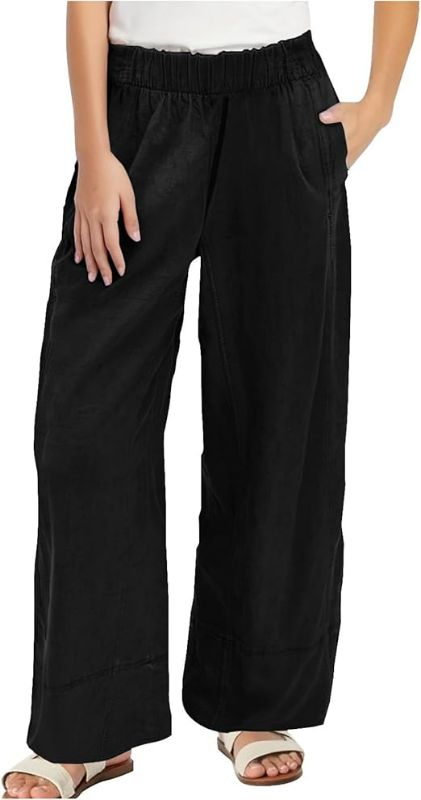Photo 1 of Size XL Womens Casual Smocked High Waisted Pants Loose Fit Wide Leg Pants with Pockets 2025 Summer Pajamas Lounge Trousers