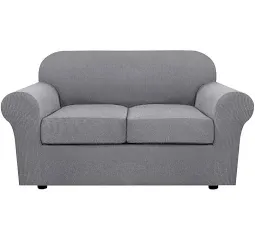 Photo 1 of H.VERSAILTEX Sofa Cover 3 Piece Loveseat Slipcovers Thick Velvet Couch Cover Furniture Protector Stretch Sofa Covers for 2 Cushion Couch with 2 Individual T Cushion Covers Washable Grey