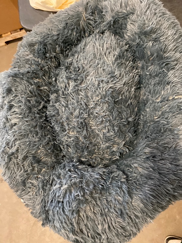 Photo 1 of Round Calming Dog Beds for Medium Dogs 30 Inches Anti-Slip Donut Washable Plush Faux Fur Pet Bed fits up to 45 lbs Pets,Dark Gray