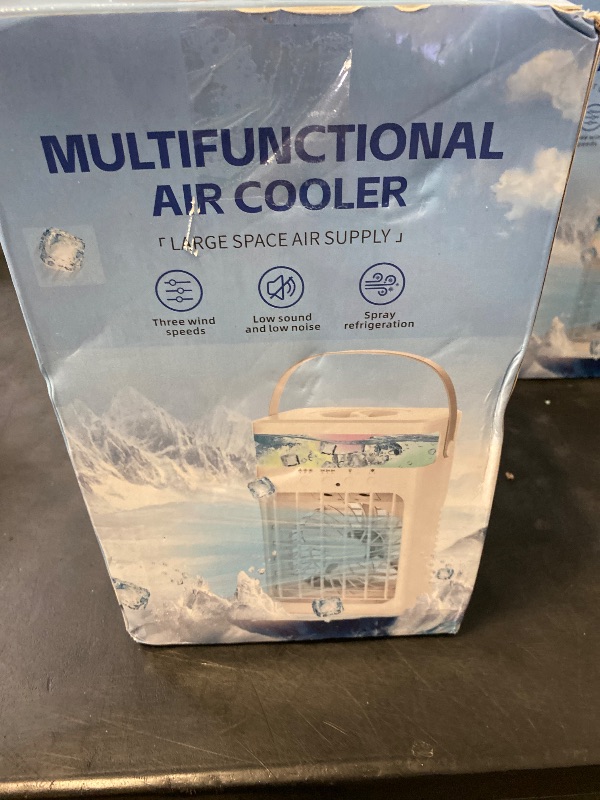 Photo 1 of Portable Air Conditioners, Instantly Cooling Air Conditioner Portable with 3 Speeds, 2 Mist Settings, 650 mL, 7 Color Lights, Mini Personal Evaporative Air Cooler for Bedroom, Camping, Car, White