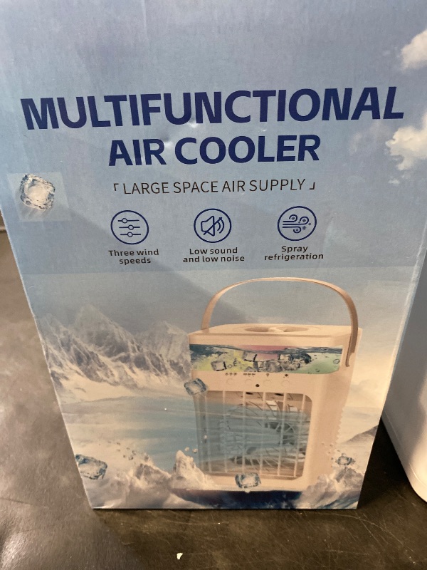 Photo 1 of Portable Air Conditioners, Instantly Cooling Air Conditioner Portable with 3 Speeds, 2 Mist Settings, 650 mL, 7 Color Lights, Mini Personal Evaporative Air Cooler for Bedroom, Camping, Car, White