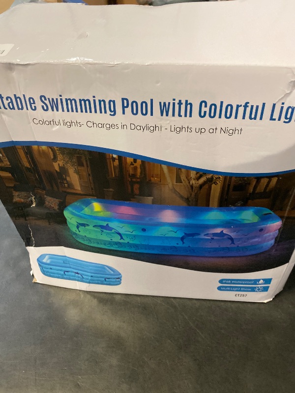 Photo 1 of 2025 Upgrade Inflatable Pools with Lights, Family Inflatable Swimming Pools for Kids,Adults, Blow Up Pool Solar, Large Kiddie Pool, Durable Thickened Inflatable Family Pool for Backyard-Blue