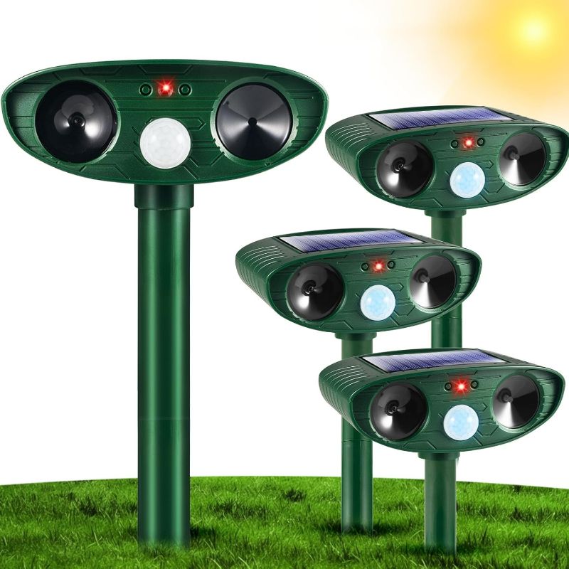 Photo 1 of 4 Pack Deer Repellent Solar Ultrasonic Animal Repeller Outdoor Squirrel Fortress Pro Waterproof Animal Deterrent Devices, Cat,Dog,Raccoon,Skunk,Rabbit,Coyote Deterrent for Yard Garden Farm