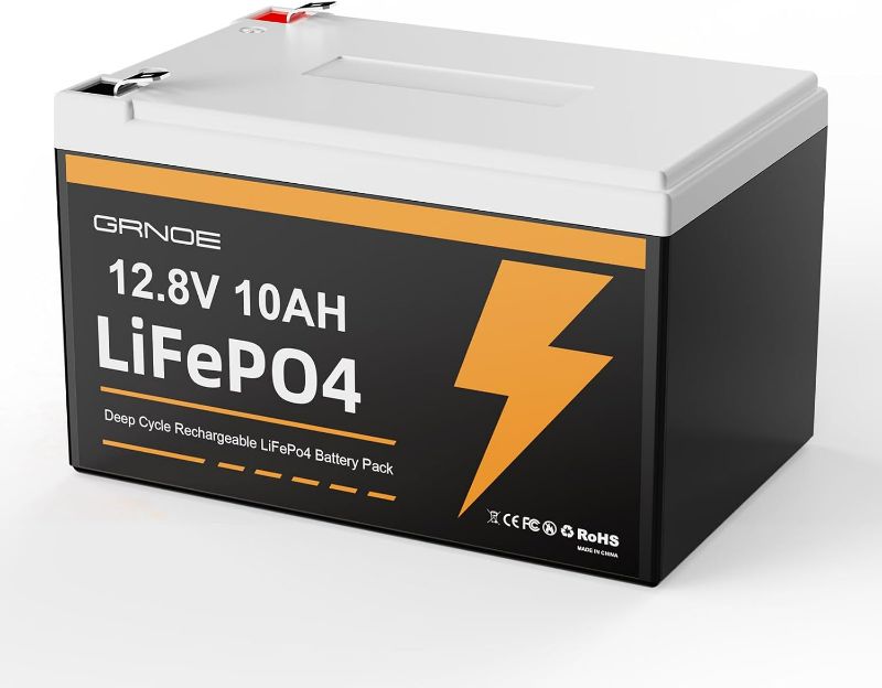 Photo 1 of 12V 10Ah LiFePO4 Battery, Up to 3000 Deep Cycles Rechargeable Lithium Battery with Built-in 10A BMS for Solar System, Power Wheels, Fish Finder, Outdoor Camping, Scooter