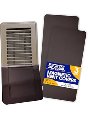 Photo 1 of SEAL360 Magnetic Vent Covers (2-Pack), Pockets for Complete Seal, 7.5" X 16" (Brown) for Floor, Wall, or Ceiling Vents and Air Registers, for RV, Home HVAC and AC Vents, Vent Not Included
