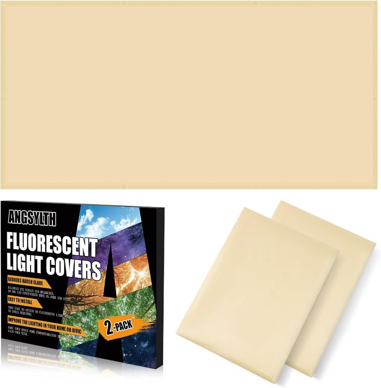 Photo 1 of 2 Pcs Fluorescent Light Covers - 4 x 2 Feet Covers for Ceiling Lights, Magnetic Light Filters for Classroom, Office, Hospitals, Home