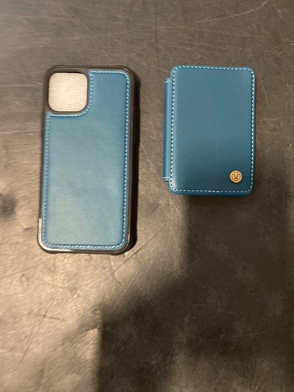 Photo 1 of Compatible with Magsafe for iPhone 11 Wallet Case Magnetic Card Holder, RFID Blocking 2 in 1 Detachable Kickstand Shockproof Case for Women Men, Blue