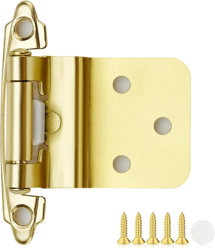 Photo 1 of 40 Pack 20 Pair Gold Cabinet Hinges - 3/8 inch Inset Kitchen Cabinet Hinges, Semi-Concealed Hinges, Self Closing Cabinet Door Hinges with Door Bumper Flush Face Mount Cupboard Hardware