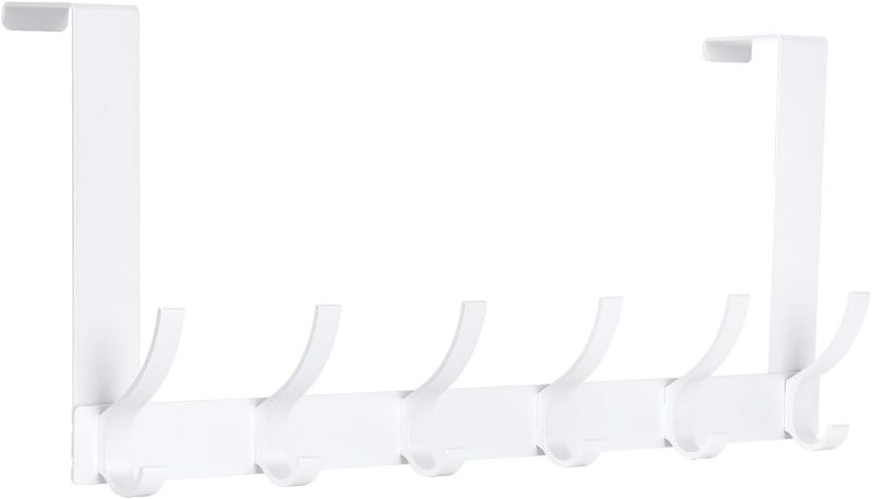 Photo 1 of Optish Over The Door Hooks, Door Hanger Hooks for Hanging, Over The Doors Towel Racks for Bathroom with 12 Coat Hook, Coat Rack Dorm Essentials Bathroom Accessories 1 Pack, White